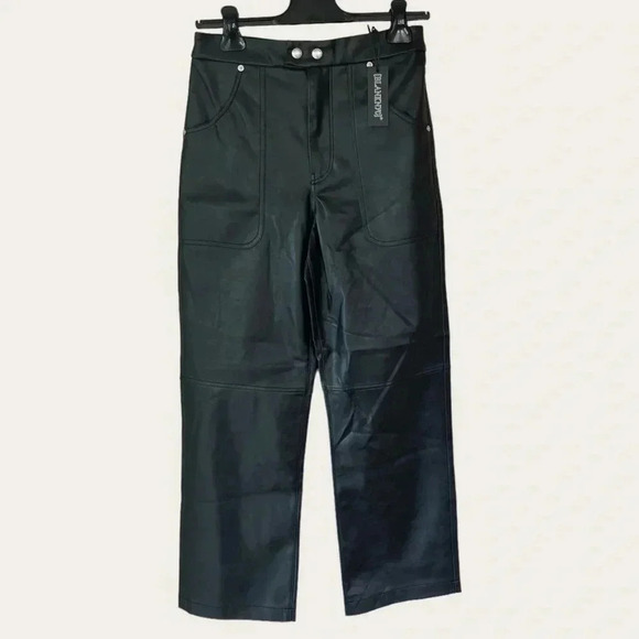 Blank NYC Women's Size 27 The Baxter Vegan Leather Straight Leg Cropped Pants - Picture 5 of 11